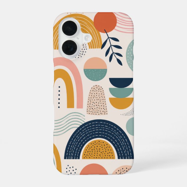 Pastel Prism Arc Abstract Surface Pattern iPhone 16 Case (Back)