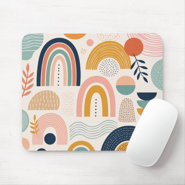 Pastel Prism Arc Abstract Surface Pattern Mouse Mat (With Mouse)