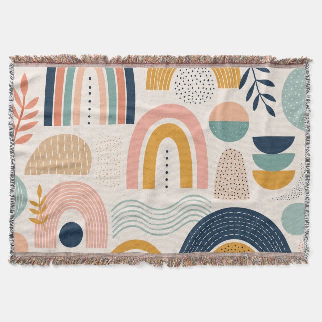 Pastel Prism Arc Abstract Surface Pattern Throw Blanket (Front)