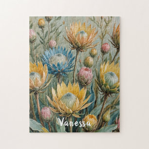 Pastel Protea Dream: Elegant Floral Jigsaw Puzzle