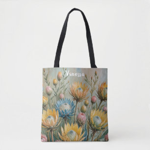 Pastel Protea Dream: Elegant Floral Tote Bag