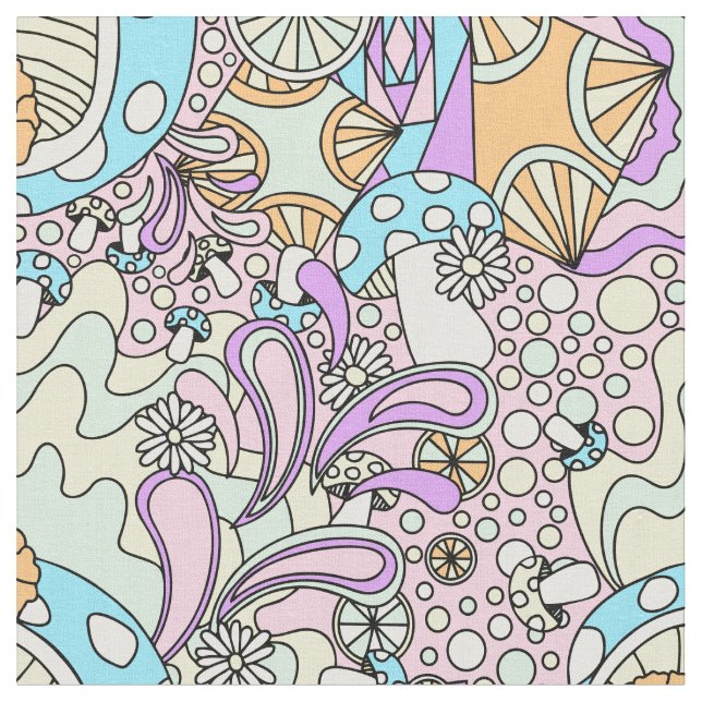 pastel psychedelic on pink fabric (Close Up)