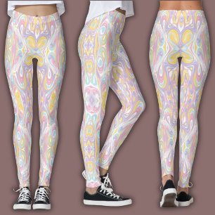 Pastel Psychedelic Pattern   Groovy Liquid Marble  Leggings