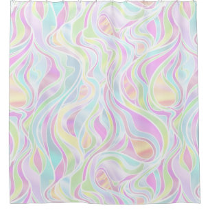 Pastel Psychedelic Stained Glass Abstract Shower Curtain