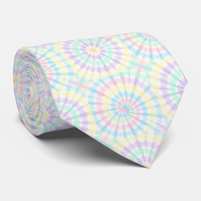 Pastel Psychedelic Tie-Dye Pattern Tie (Rolled)