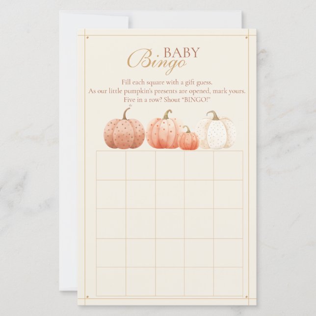 Pastel Pumpkin Baby Bingo (Front)