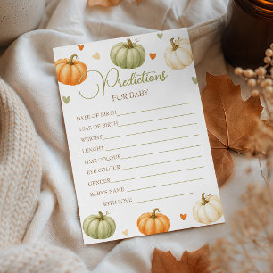 Pastel Pumpkin Baby Shower Predictions Card