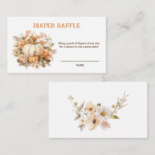 Pastel Pumpkin Fall Baby Shower Diaper Raffle Card