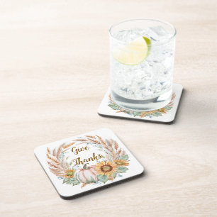 Pastel pumpkin floral custom autumn coaster