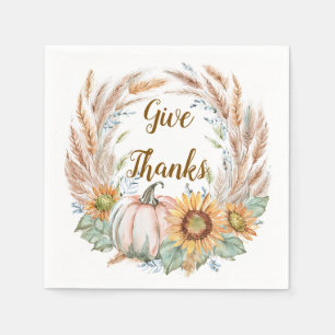 Pastel pumpkin floral custom autumn napkin