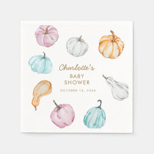 Pastel Pumpkin Gender Neutral Fall Baby Shower Napkin