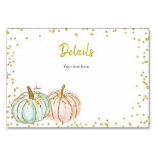 Pastel Pumpkin Gender Reveal Accommodation Detail Table Number