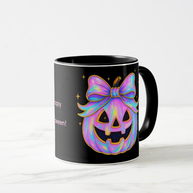 Pastel Pumpkin & Ghost Halloween Mug (Front Right)