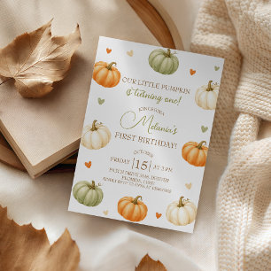 Pastel Pumpkin Little One 1st Birthday Invite