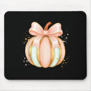 Pastel pumpkin with bow fall halloween cute mouse mat