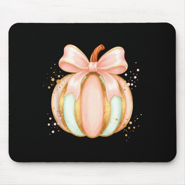 Pastel pumpkin with bow fall halloween cute mouse mat (Front)
