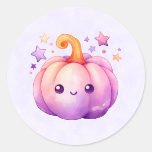 Pastel Pumpkin with Stars Cute Dreamy Vibe Classic Round Sticker