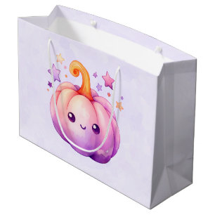Pastel Pumpkin with Stars Cute Dreamy Vibe Large Gift Bag