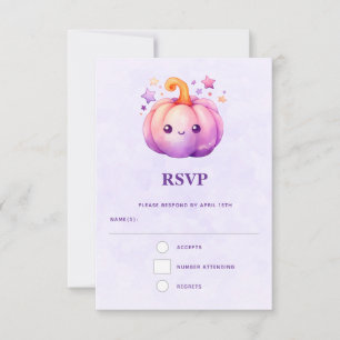 Pastel Pumpkin with Stars Cute Dreamy Vibe RSVP Card