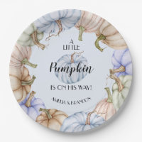Pastel Pumpkins Boy Baby Shower Blue