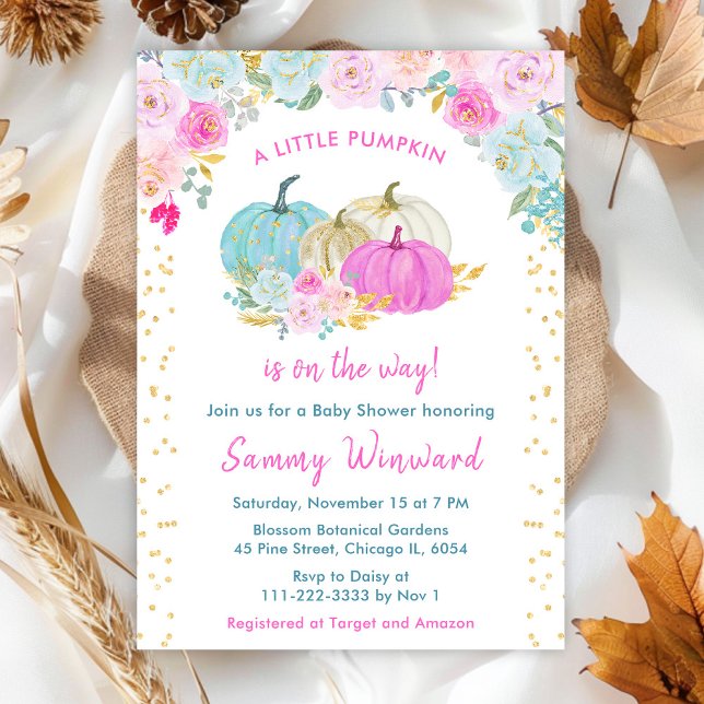 Pastel Pumpkins Confetti Baby Shower Invitation (Creator Uploaded)