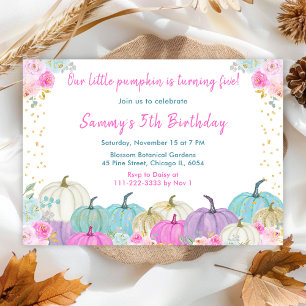 Pastel Pumpkins Confetti Birthday Party Invitation