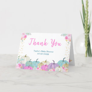 Pastel Pumpkins Floral Baby Shower Thank You Card