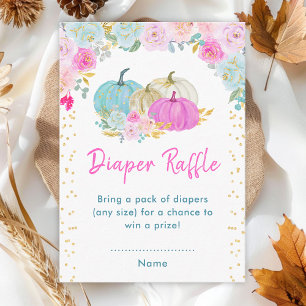 Pastel Pumpkins Floral Diaper Raffle Enclosure Card