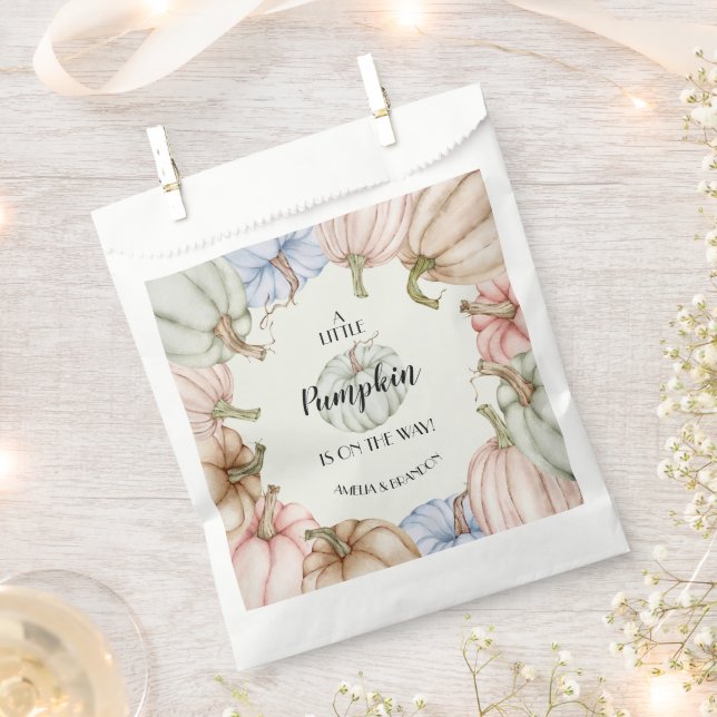 Pastel Pumpkins Gender Neutral Baby Shower Favour Bags (Clipped)