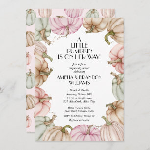 Pastel Pumpkins Girl Baby Shower Invitations