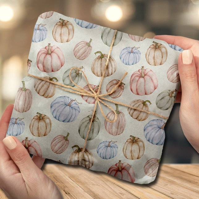 Pastel Pumpkins on Pale Green Tissue Paper (Creator Uploaded)