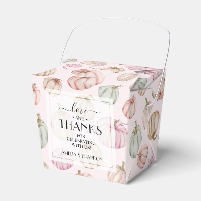 Pastel Pumpkins Pink Girl Baby Shower Favour Box (Front Side)