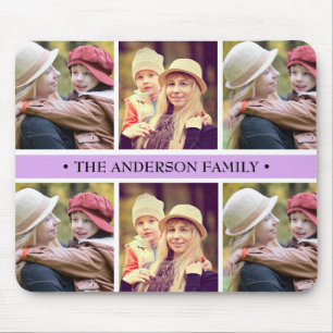 Pastel Purple 6 Photo Collage Custom Mouse Mat