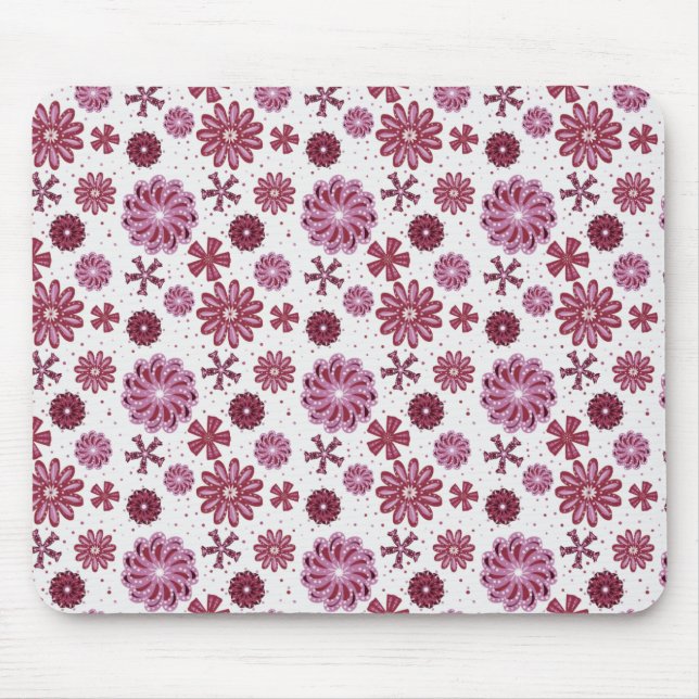 Pastel Purple Abstract Flower pattern Mouse Mat (Front)