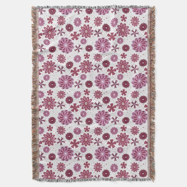 Pastel Purple Abstract Flower pattern Throw Blanket (Front Vertical)