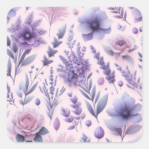 Pastel Purple Aesthetic Lavender Flower Square Sticker