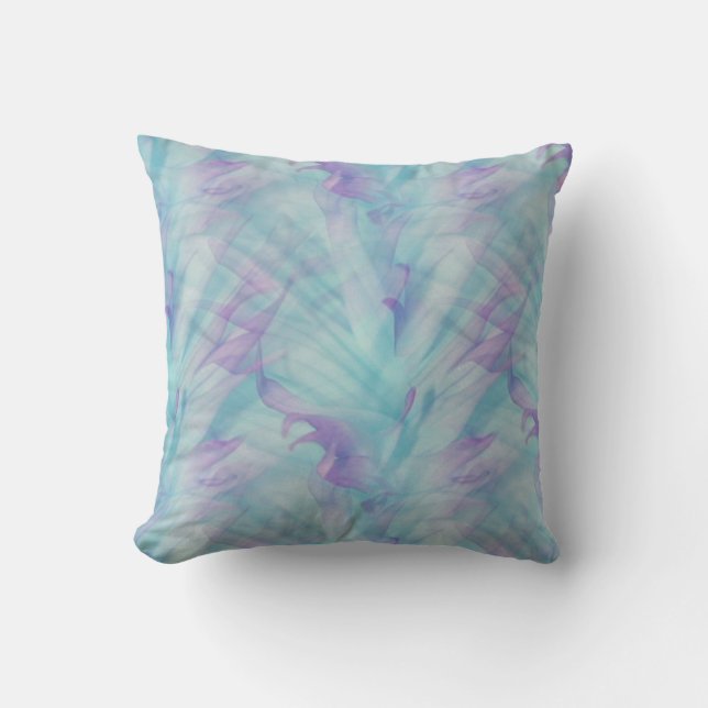 Pastel Purple and Blue Abstract Cushion (Front)