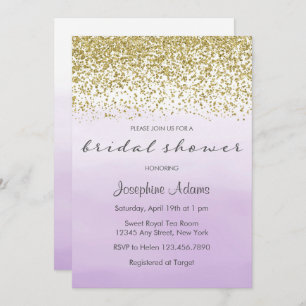 Pastel Purple and Gold Bridal Shower Invitation