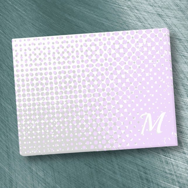 Pastel purple and grey  two-tone gradient monogram post-it notes (Creator Uploaded)