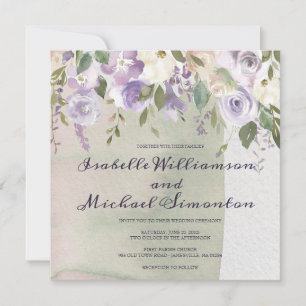 Pastel Purple and Ivory Wedding Invitations