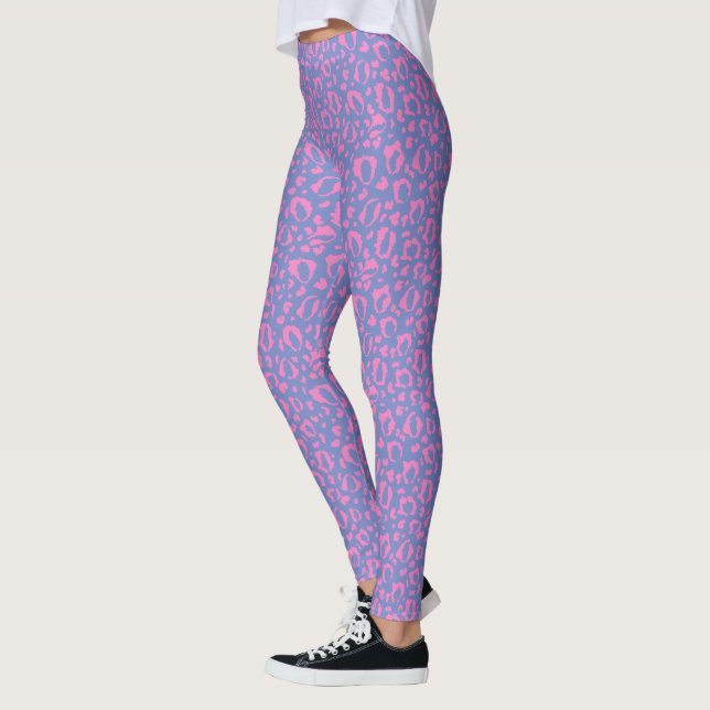 Pastel Purple And Pink Leopard Print Pattern  Leggings (Left)
