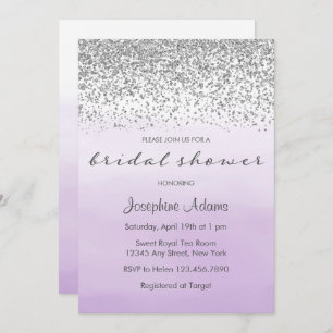 Pastel Purple and Silver Bridal Shower Invitation