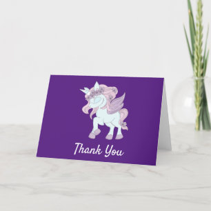Pastel Purple and White Unicorns  Thank You Card
