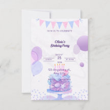 Pastel Purple Birthday Party Invitation - Editable