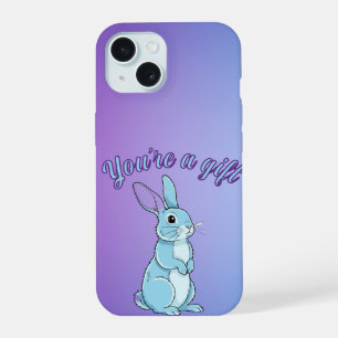 Pastel Purple Blue Bunny You are a Treasure iPhone 15 Case