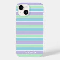 Pastel Purple Blue Green Stripes Personalised