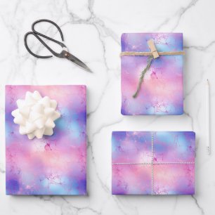 Pastel Purple, Blue & Pink Abstract Wrapping Paper Sheet