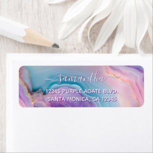 Pastel Purple Blue Pink Agate Elegant Name