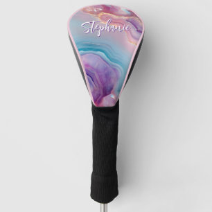 Pastel Purple Blue Pink Agate Golf Head Cover