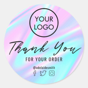 pastel purple blue thank you  classic round sticker